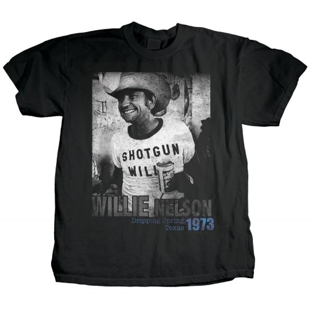 Black Graphic Tee with Willie Nelson Print
